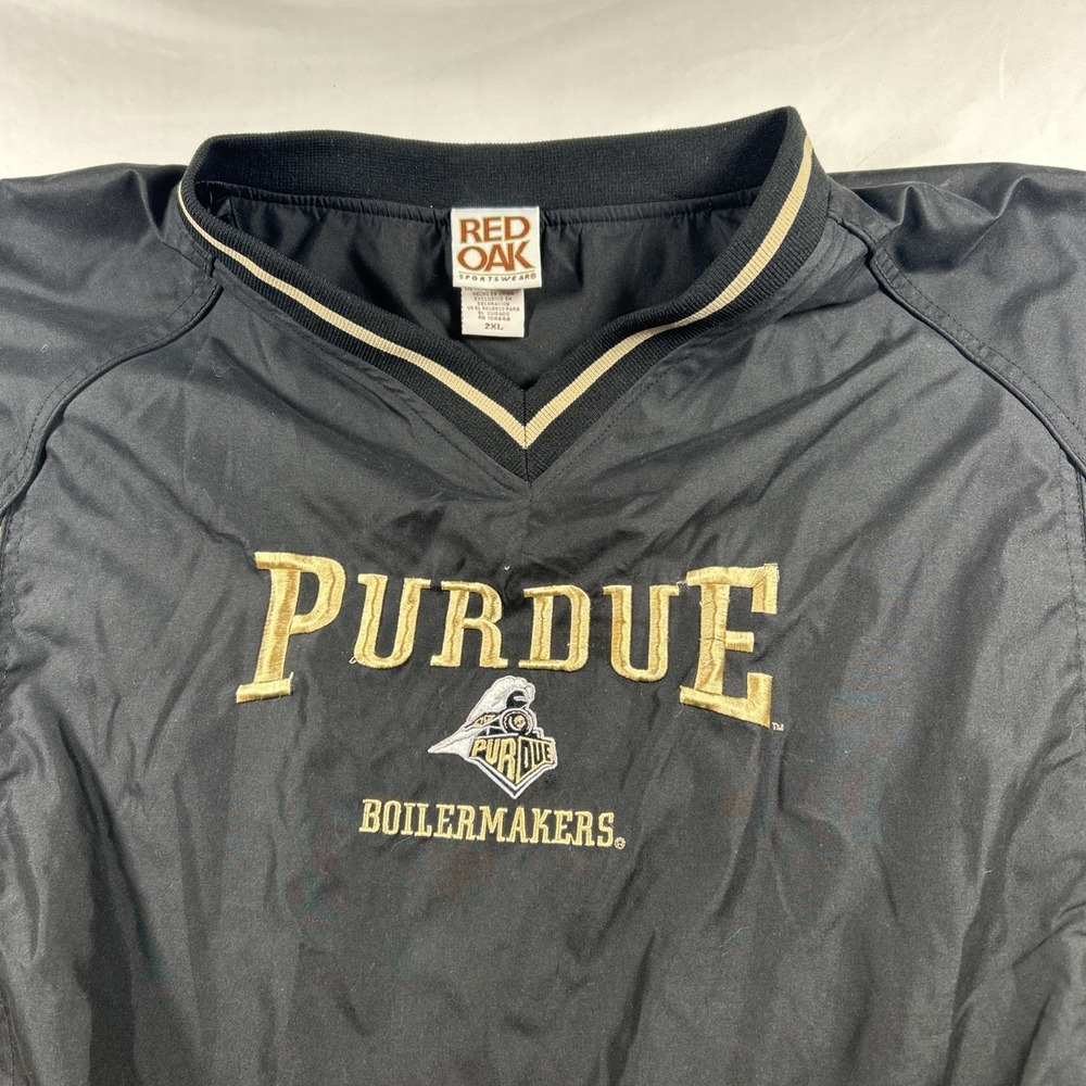 Vintage Purdue Boilermakers Red Oak Pullover Windbreaker Mens 2XL NCAA Y2K Black